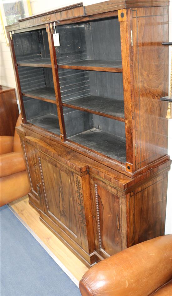 A 19th century rosewood open top bookcase W.136cm